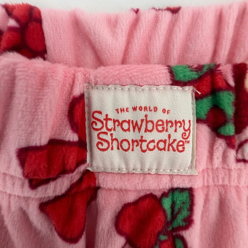 Strawberry Shortcake Pajama Pants Pink Fleece Kids Size XL‎